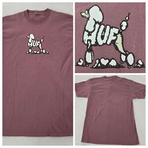 HUF Poodle Shirt Mens L Skateboarding  Short Sleeve Cotton Dog Graphic Skate